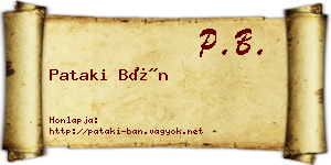 Pataki Bán névjegykártya